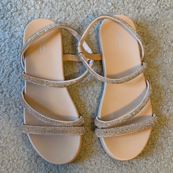 kate spade Other - Cupcake Couture Nude Strappy Sandals with Rhinestones